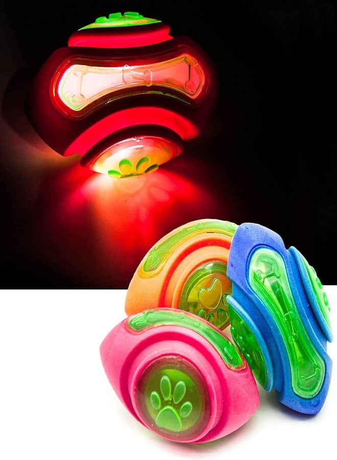 Pups&Pets ألعاب مضغ تفاعلية مضيئة للكلاب من Pups&Pets، كرات دمبل مضيئة، ألعاب تسنين، ألعاب تفاعلية داخلية للكلاب للتخلص من الملل | كرات رغبي متنوعة (عبوة من قطعة واحدة) - Image 1